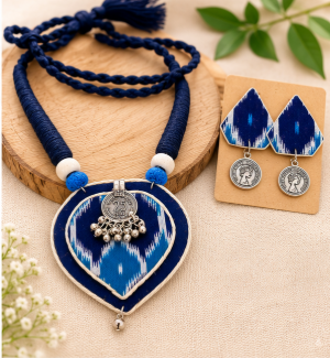 blue ikat prakriti necklace