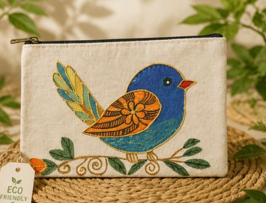 Bird pouch painted front and back