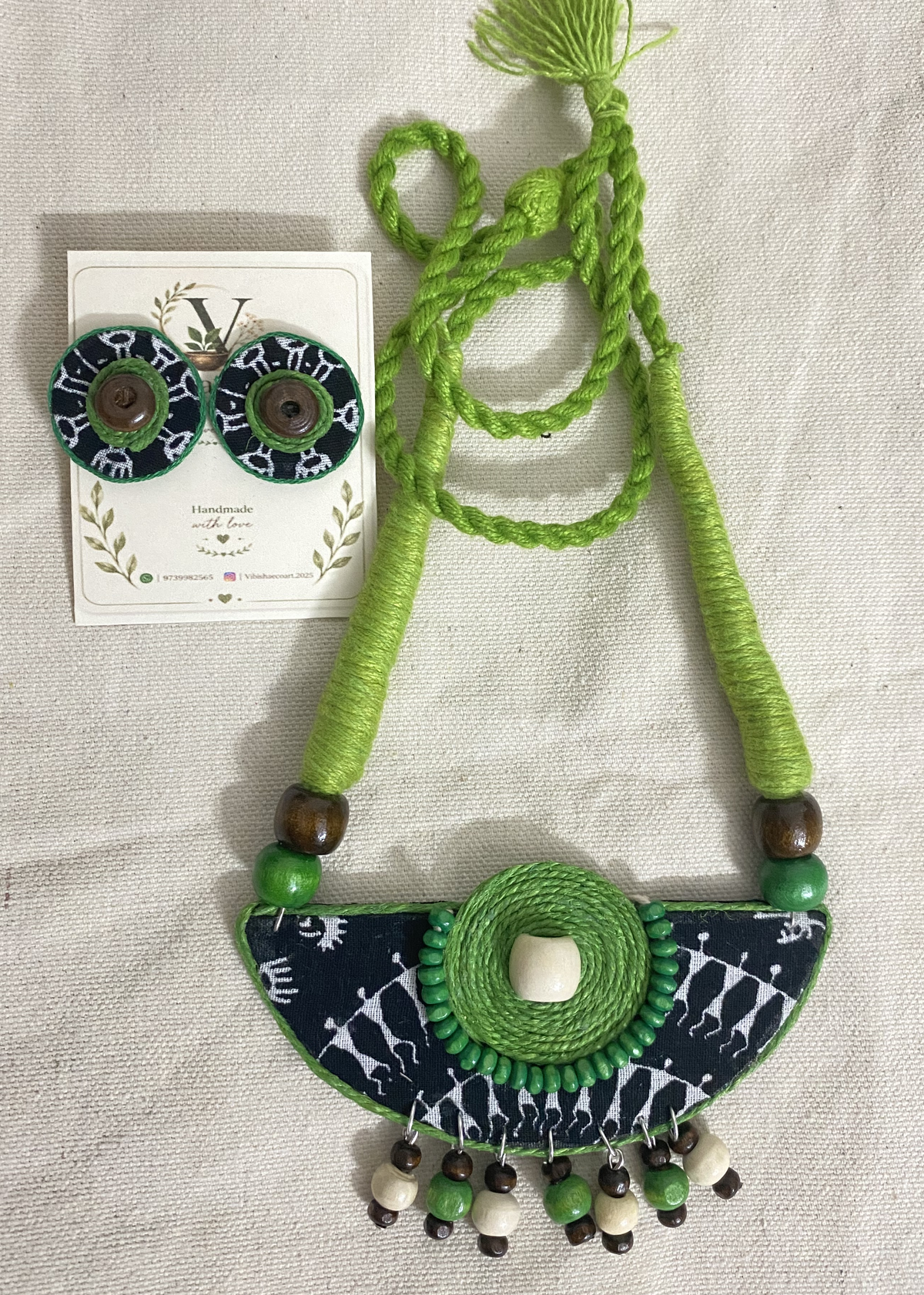 Green boho necklace