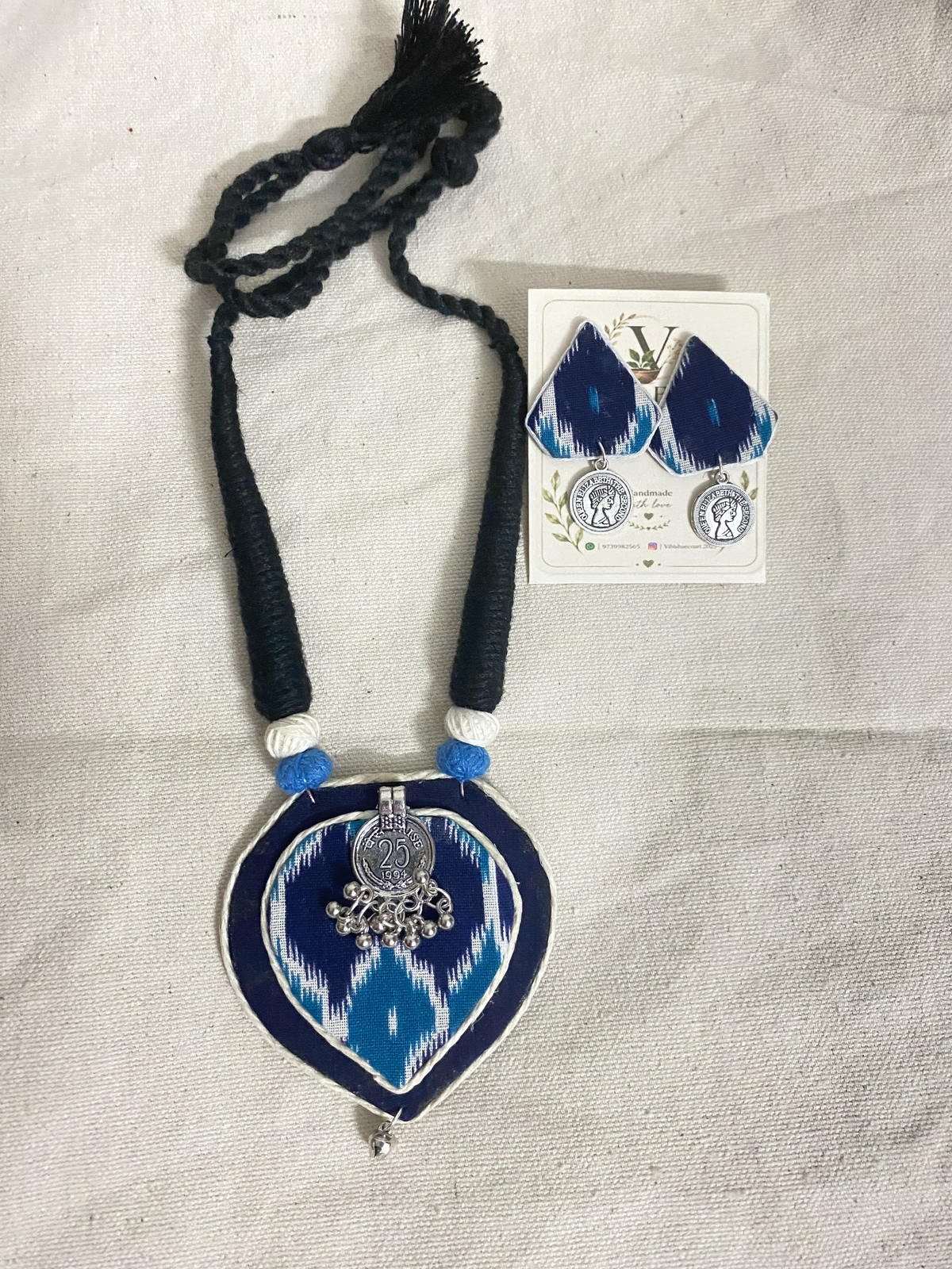blue ikat prakriti necklace