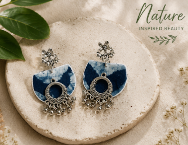 Indigo chandbali earring