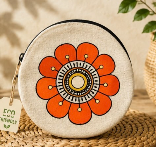 Orange flower coin pouch