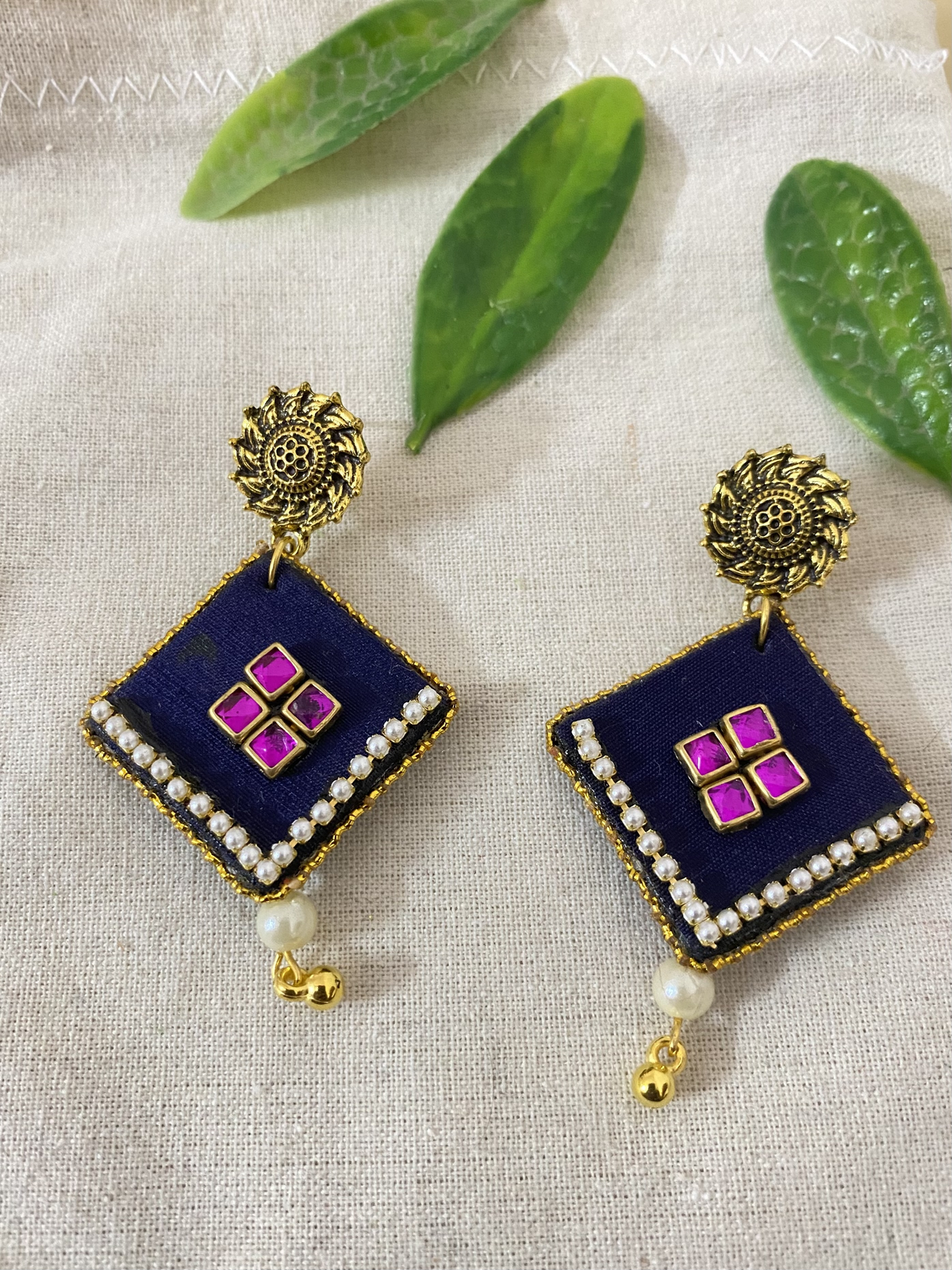 blue pearl kundan stud