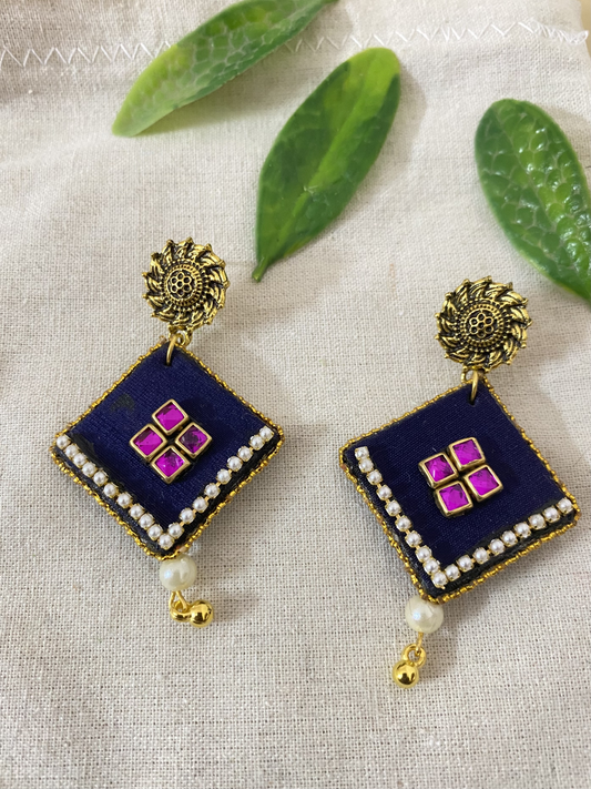 blue pearl kundan stud