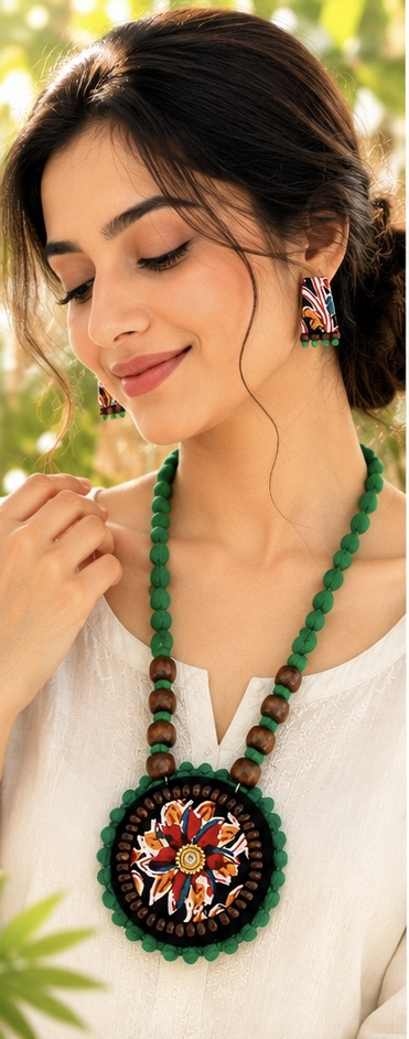 Green chandramuki necklace