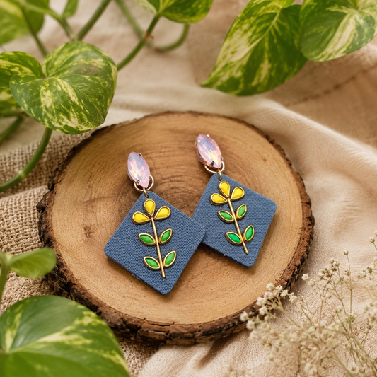 leaf kundan earring
